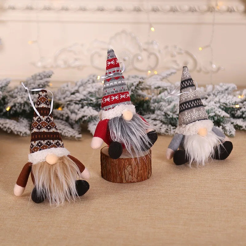 Christmas Gnomes Doll Knitted Plush Dwarf Elf Santa Gonk Dwarf New Year 2024 Gifts Navidad 2023 Forest Old Man Xmas Ornaments