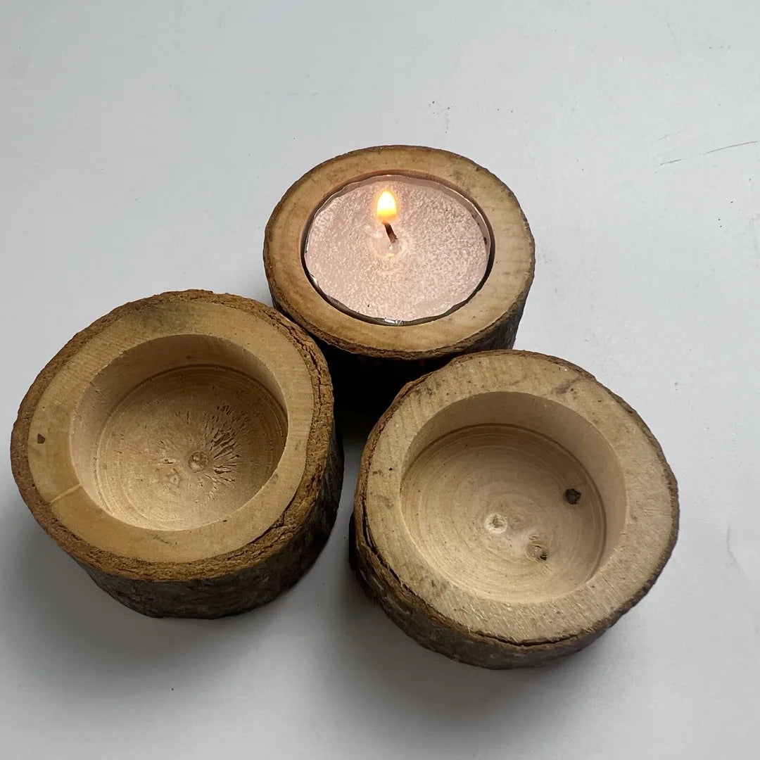 Wooden crafts decorations Hoba candlestick Bark stake candlestick Handmade home decoration Hoba candlestick