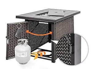 Rattan Propane Fire Pit Table