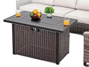 Rattan Propane Fire Pit Table